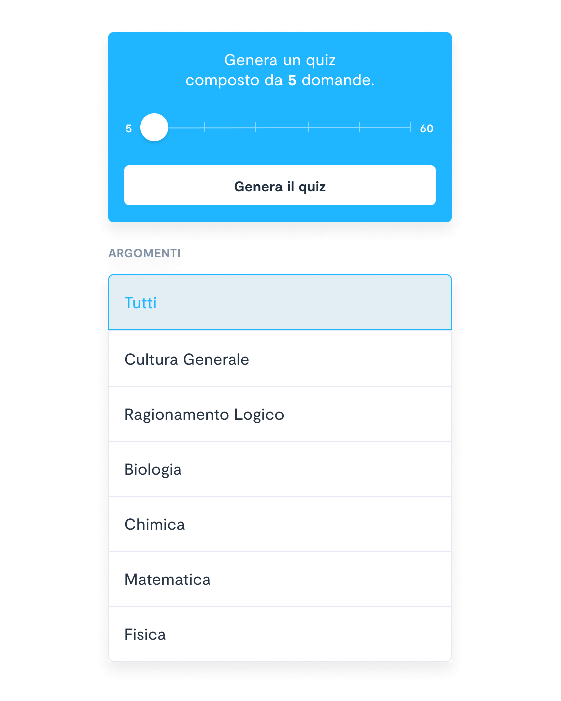Crea la tua esercitazione